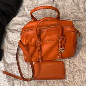 Orange Michael Kors Bag and Wallet